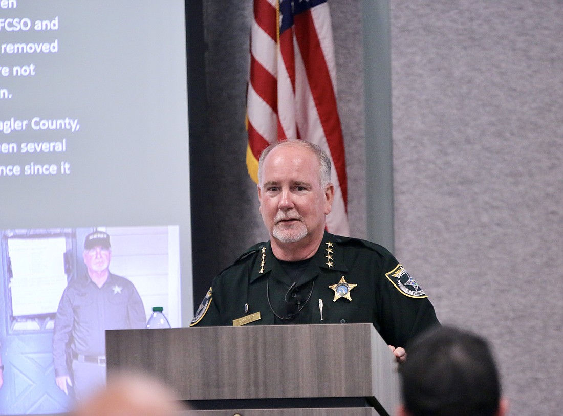 Sheriff Rick Staly gave the sixth annual Addressing Crime Together Community Meeting on April 6. Photo by Sierra Williams.