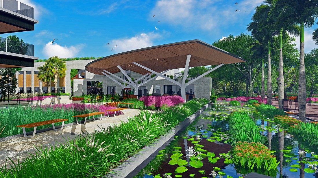 A rendering of the new welcome center at Marie Selby Botanical Gardens downtown campus.