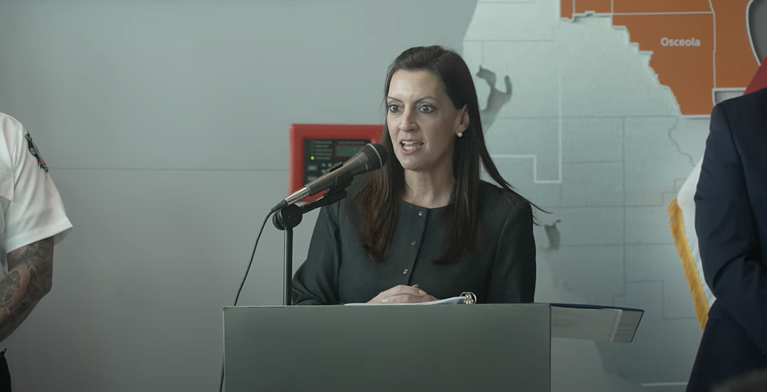 Florida Lt. Gov. Jeanette Núñez speaks during the news conference on Thursday, April 13. Screenshot courtesy of FDOT's I-4 Ultimate and Beyond video