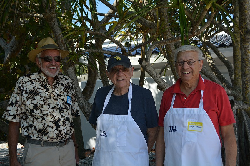 Walter Frank, member, Lew Moyer and Ralph Liebstein (co-presidents) enjoy the sun before starting the grill.