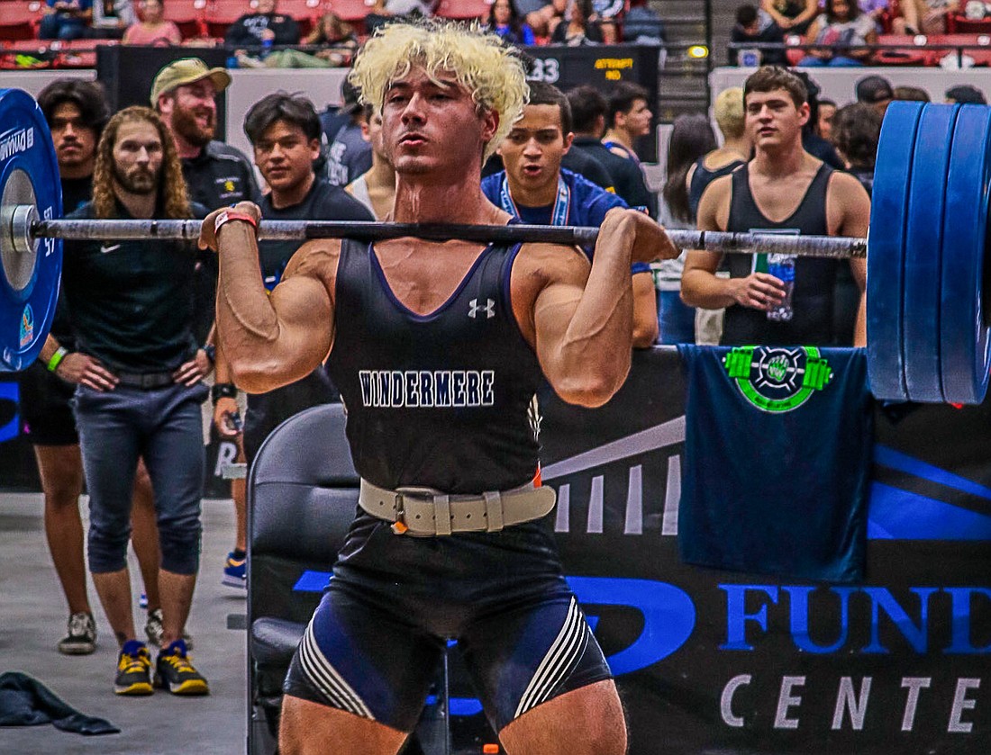 Windermere High School junior Andres Giron is the 2023 FHSAA boys weightlifting state champion.