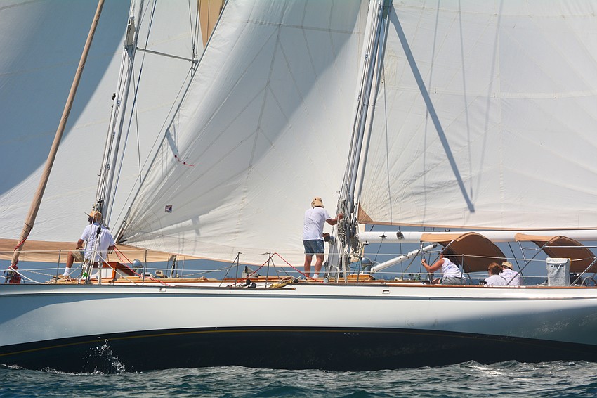Skipper Greg Petrat and his crew on White Hawk.