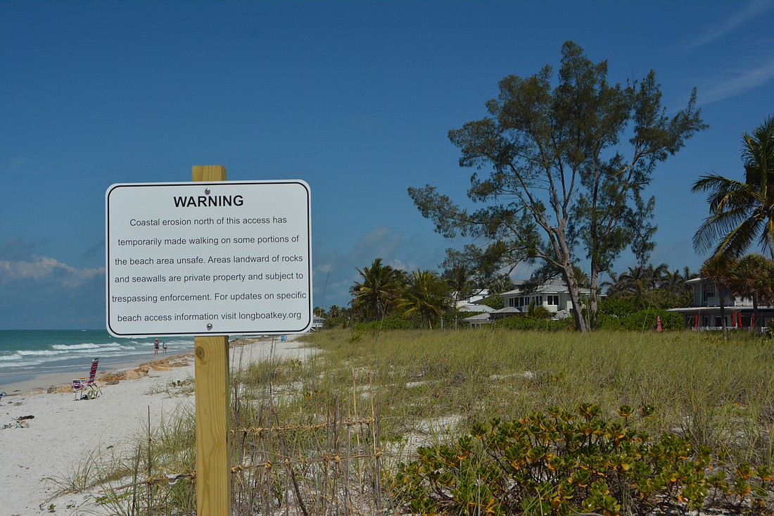 Trespassing on private property led to the placement of a sign near the Gulfside Road beach access.