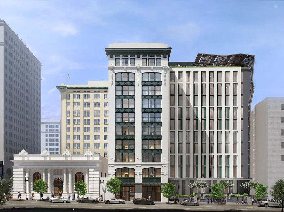 Laura Street Trio owner Steve Atkins is proposing to redevelop the historic Downtown buildings into mixed-income housing, a restaurant and a Marriott Autograph Hotel.