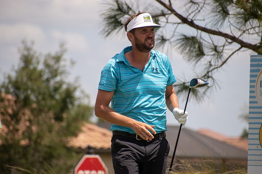 Jeff Overton walks the No. 18 hole at Lakewood National after his tee shot. Overton shot one under par during the first round of the 2023 Suncoast Classic.