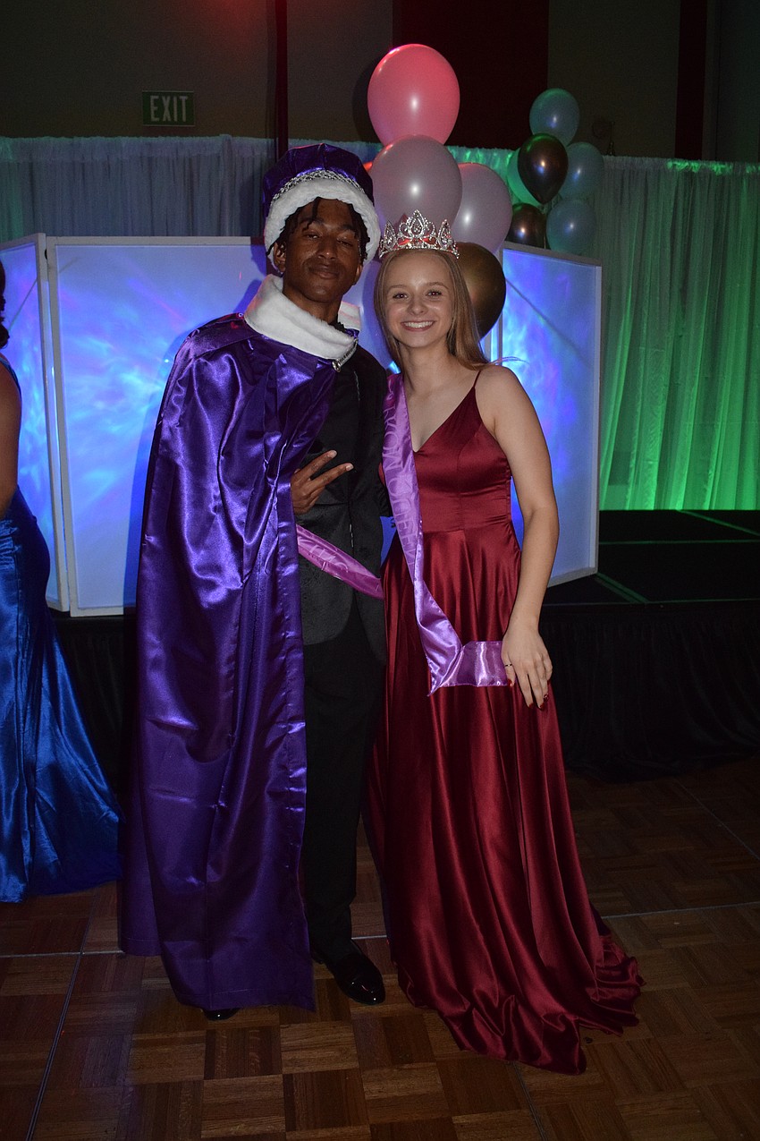 Seniors Jaithan Phillips and Skylar Cox are named prom king and queen.