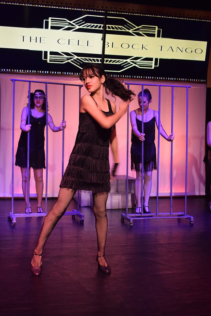 Lakewood Ranch's Isabella Vizcaino has fun performing with her friends as one of the murderesses in 