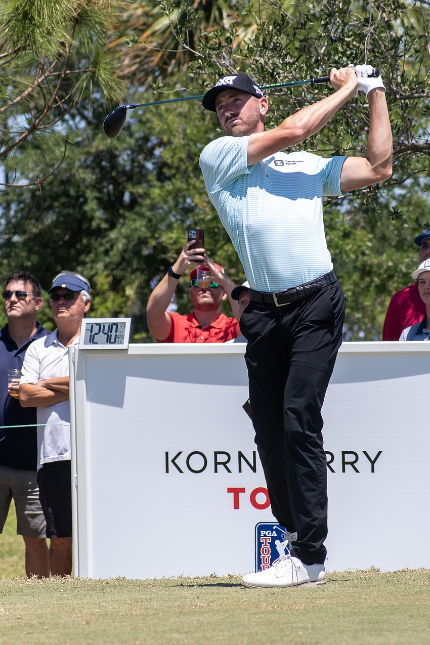 Kevin Dougherty tees off on the No. 1 hole at Lakewood National.