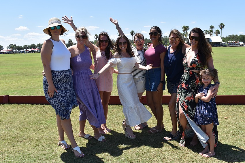 Heather Anderson, Raine Arce, Angela Stickler, Alison Selzler, Nichole Adamo, Camila Ward, Sharon Klein, Kelli Schack, and Mika Schack gather to celebrate Selzler's 40th birthday.