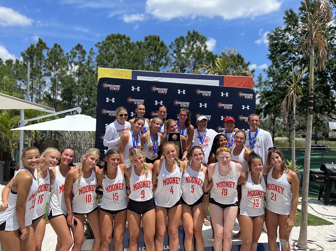 The Cardinal Mooney High beach volleyball team captured the SSAC state title April 22 in Orlando.