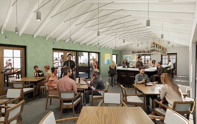 Rendering of indoor dining area at proposed Lo'Key Island Grille.