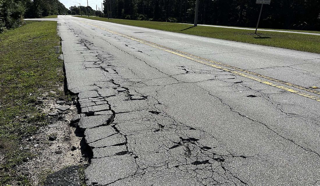 Matanzas Woods Parkway rated a 47 on the Pavement Condition Index. Image from City Council meeting documents.