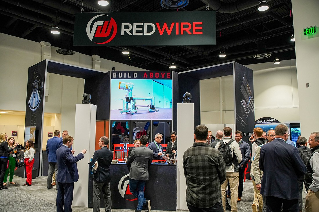 The Redwire booth at the Space Foundation Space Symposium in Colorado Springs, Colorado. Started in 1984, the event brings “space leaders from around the world to discuss, address, and plan for the future of space.”