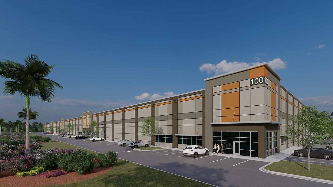 A rendering of Building 100 planned at Butler 95 Logistics Center at 8332 Cypress Plaza Drive.