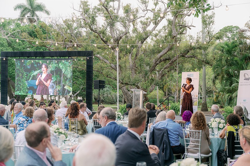 Leslie Rodriguez Kritzer performs at the 2023 Hermitage Greenfield Prize Dinner.