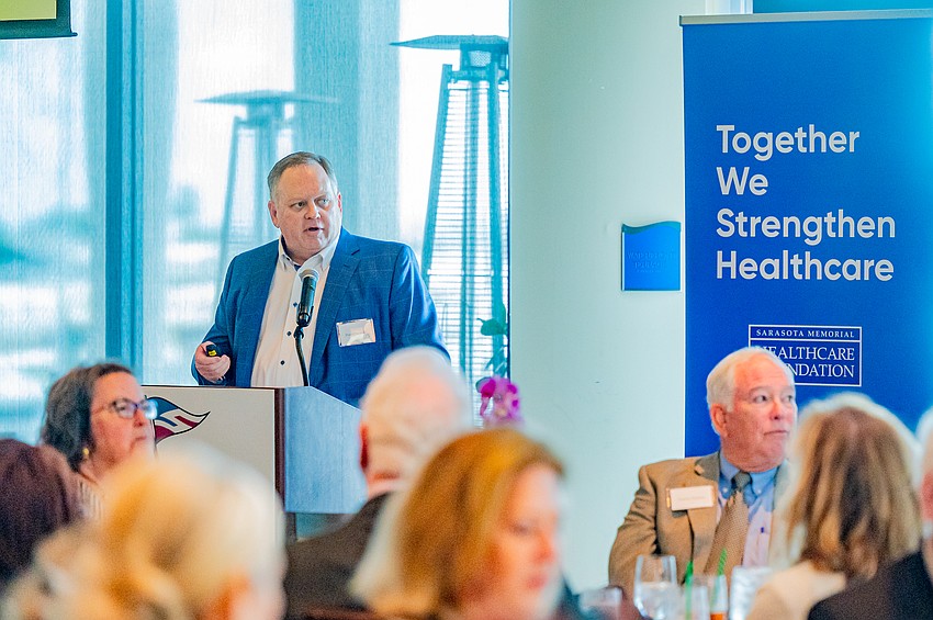 Sarasota Memorial Health Care Systems president and CEO David Verinder addresses the crowd.