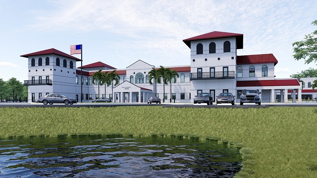 A rendering of the exterior of the new University of St. Augustine for Health Sciences campus at 1 News Place in St. Augustine. It is the former St. Augustine  Record building.