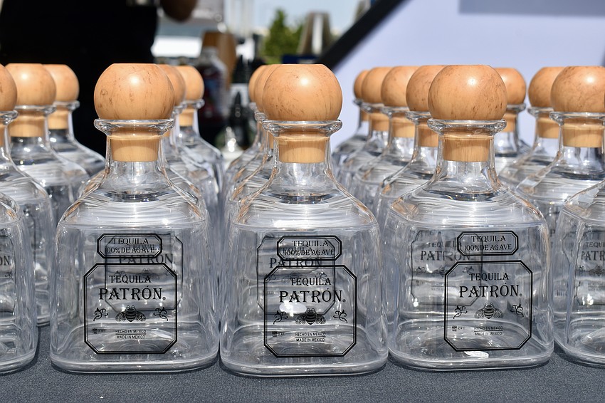 Little bottles wait to be filled with freshly shaken margaritas.