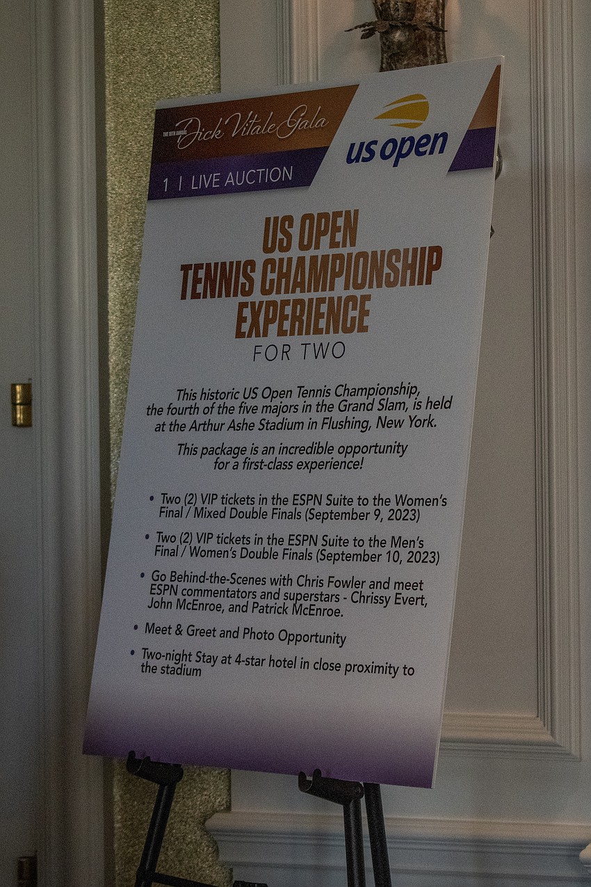 The gala auctioned off experiences like this US Open Tennis Championship Experience for two.