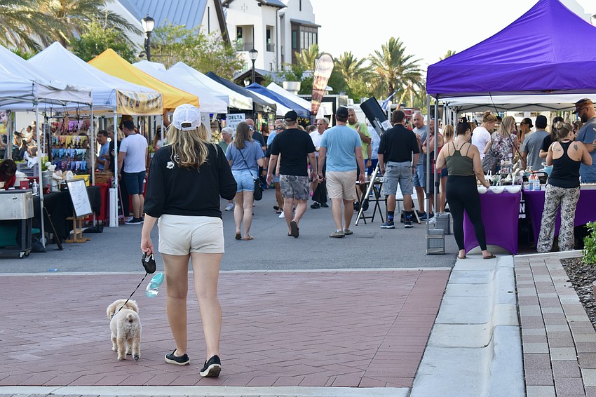 Residents and pets gather for Ranch Night Wednesday on May 10 at Waterside Place.