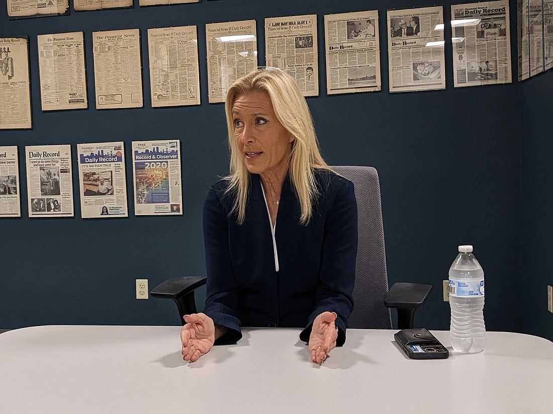 Mayoral candidate Donna Deegan is interviewed May 11 at the Jacksonville Daily Record's Downtown offices.