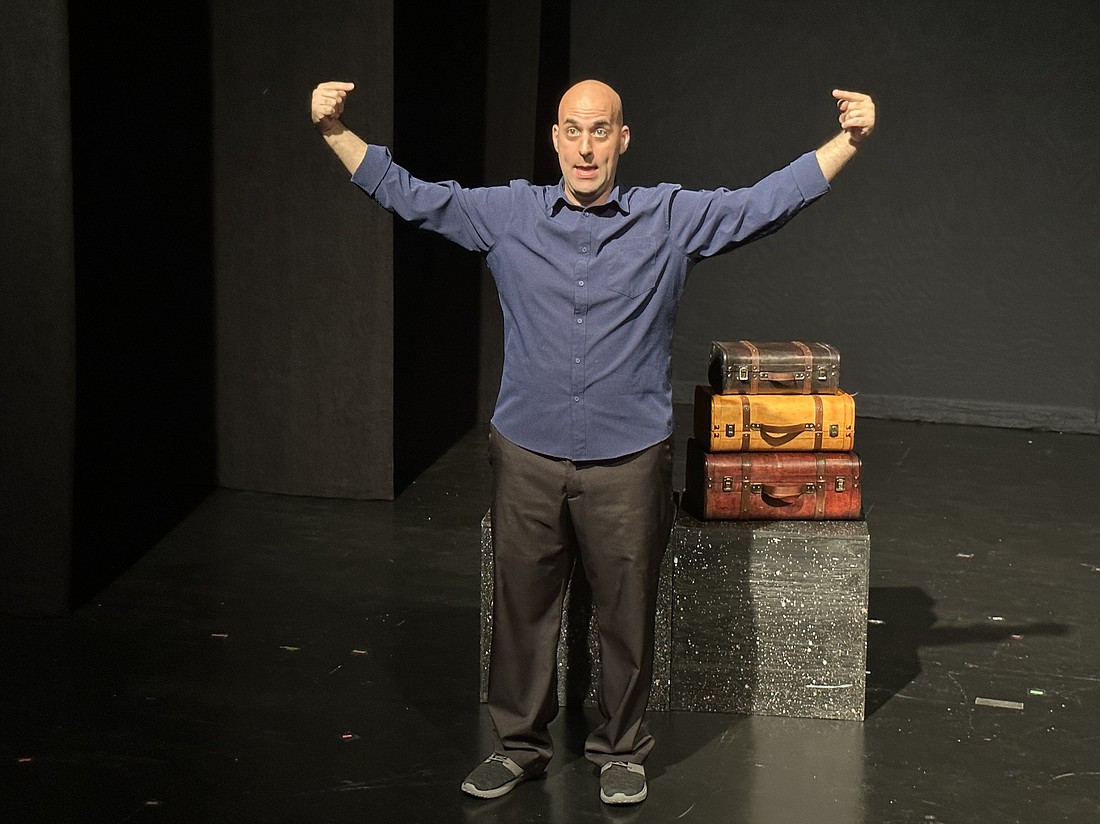 Scott Ehrenpreis rehearses May 12 for the debut of his one-man show, "Clowns Like Me," which runs from May 18-28 at the Cook Theatre at the FSU Center for Performing Arts.