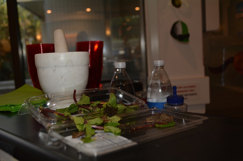 Mint Julep station provided to make one's own drink.