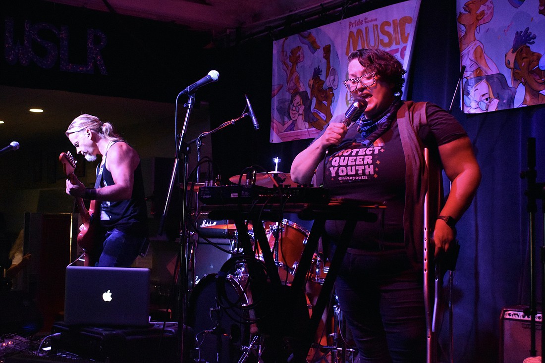 MeteorEYES members George Bikos and Shannon Fortner, executive director and founder of the Fabulous Arts Foundation, at the Be Fabulous Music & Arts Fest on May 14, 2023.