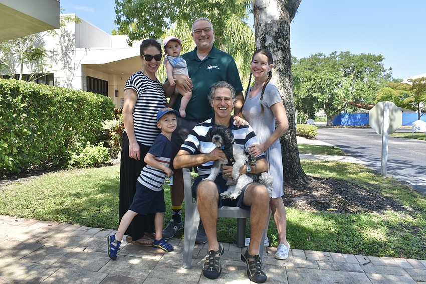 Shayna Shefrin, 5-year-old Jacob Shefrin, 8-month-old Maya Shefrin, Rabbi Michael Shefrin, Rabbi Brenner Glickman, Goliath, and Rabbi Elaine Glickman