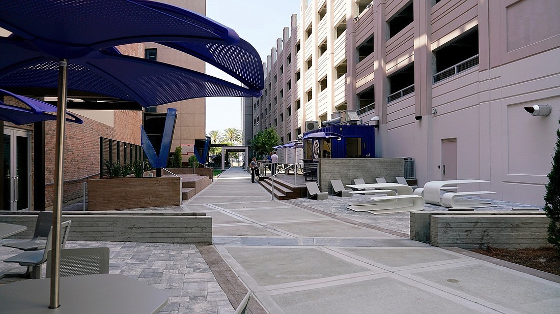 A canopy is planned for the VyStar Credit Union breezeway at its Downtown campus.