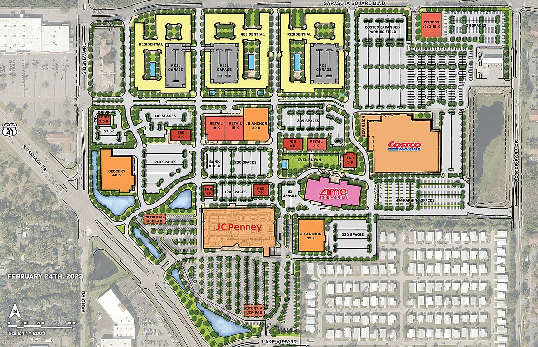 The conceptual vision plan for Sarasota Square.