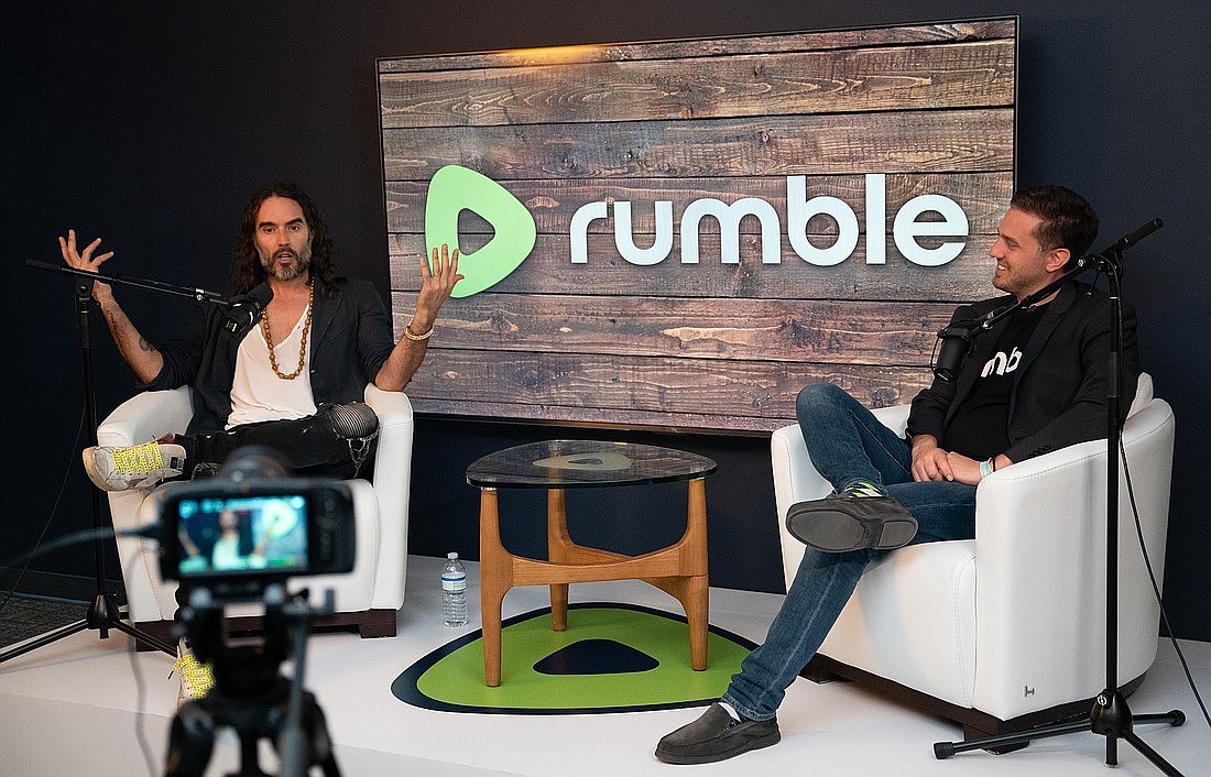 Rumble Chairman and CEO Chris Pavlovski spoke with Russell Brand in the company's Longboat Key office in February.
