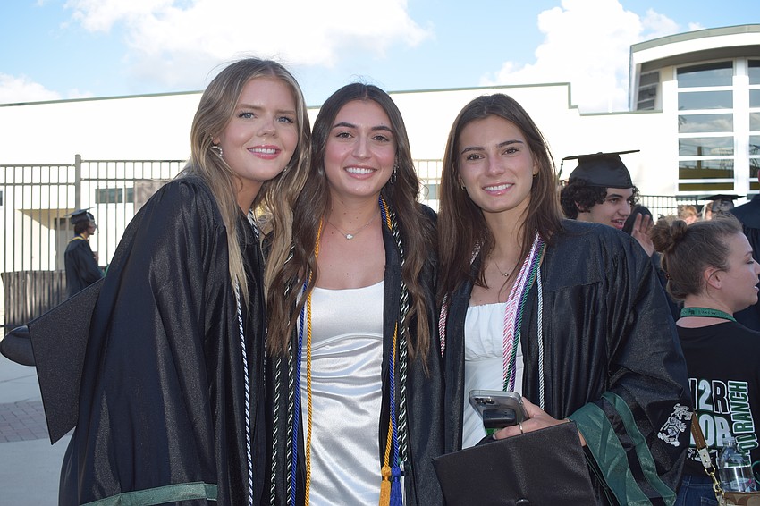 Lakewood Ranch High's Reese Wellander, Jessica Wagner and Julia Magno are ready for graduation.