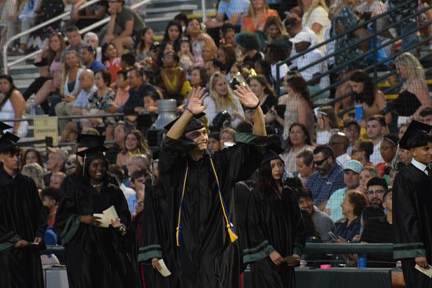 Lakewood Ranch High School's Angel Markoski waves to the crowd.