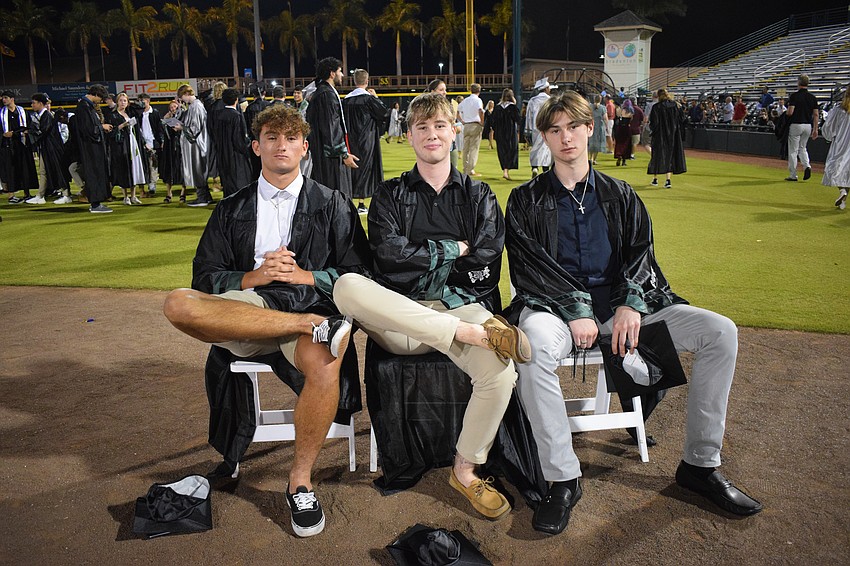 Lakewood Ranch High School's Matthew Iacobelli, Ellis Rodimel and Evan Wilson say it feels great to have graduated.