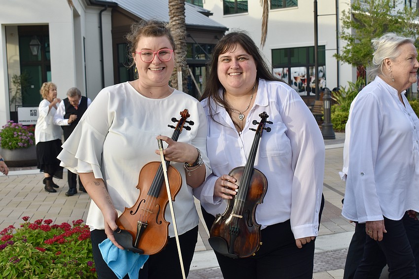 Michaeline Spencer and Trish Pearce travel from North Port to play with Strings Con Brio during the Sights and Sounds series at Waterside Place.
