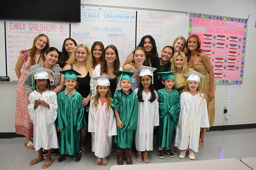 Lakewood Ranch High School seniors say it's bittersweet to say goodbye to their Mini Mustangs, who are graduating from pre-K.