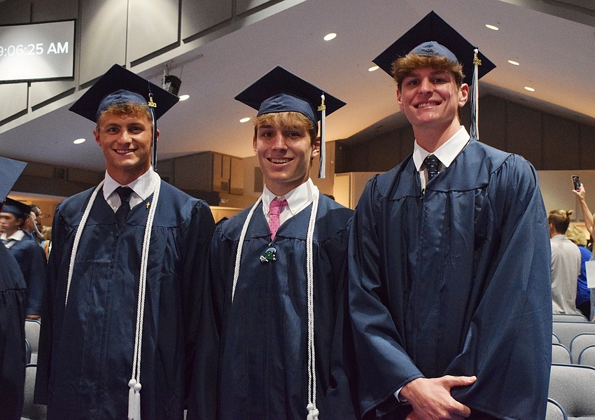 Out-of-Door Academy's Felipe Balharry, Sloan Arslaner and Jason Albano are thrilled to be at graduation.