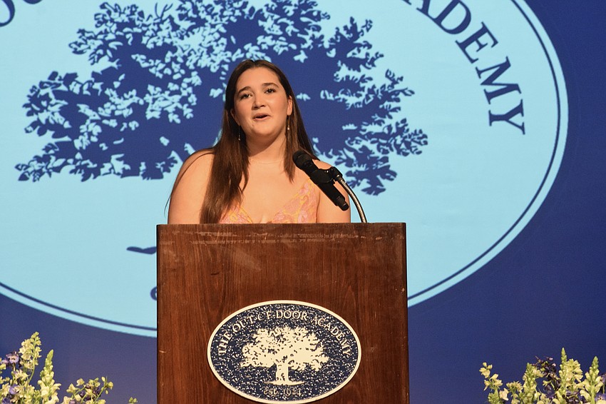 Out-of-Door Academy junior Gavin Gargano sings the school's alma mater.