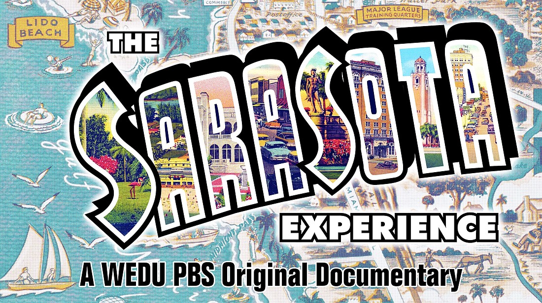 The poster advertising the documentary "The Sarasota Experience" resembles a postcard.