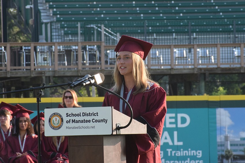 Braden River High School's Daliah Helfrich is the first student speaker.
