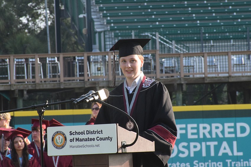 Braden River High School's Reagan Hammond asks graduates to think about what kind of person will they be in the future.