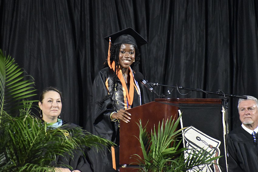 Jennica Charles offers an introduction speech.