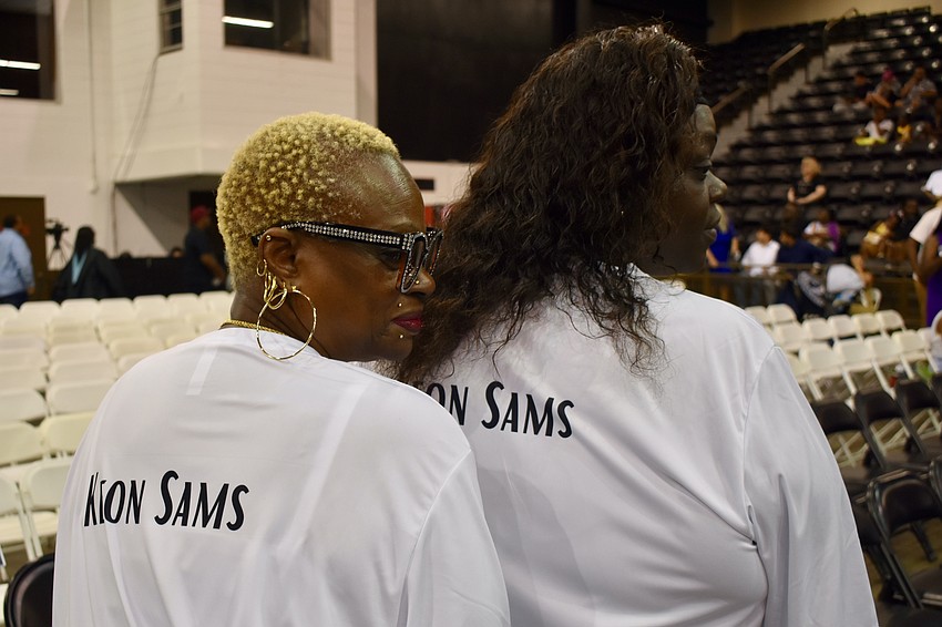 Graduate Keon Sams' grandmother Kitt West and mother Keasha West sported t-shirts specially made for the occasion.