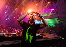 DJ Steve Aoki feels the love during the CAC's Wonderball.