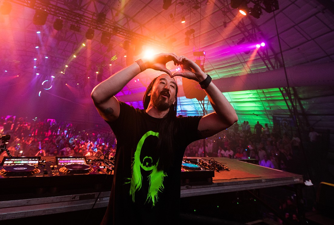 DJ Steve Aoki feels the love during the CAC's Wonderball.