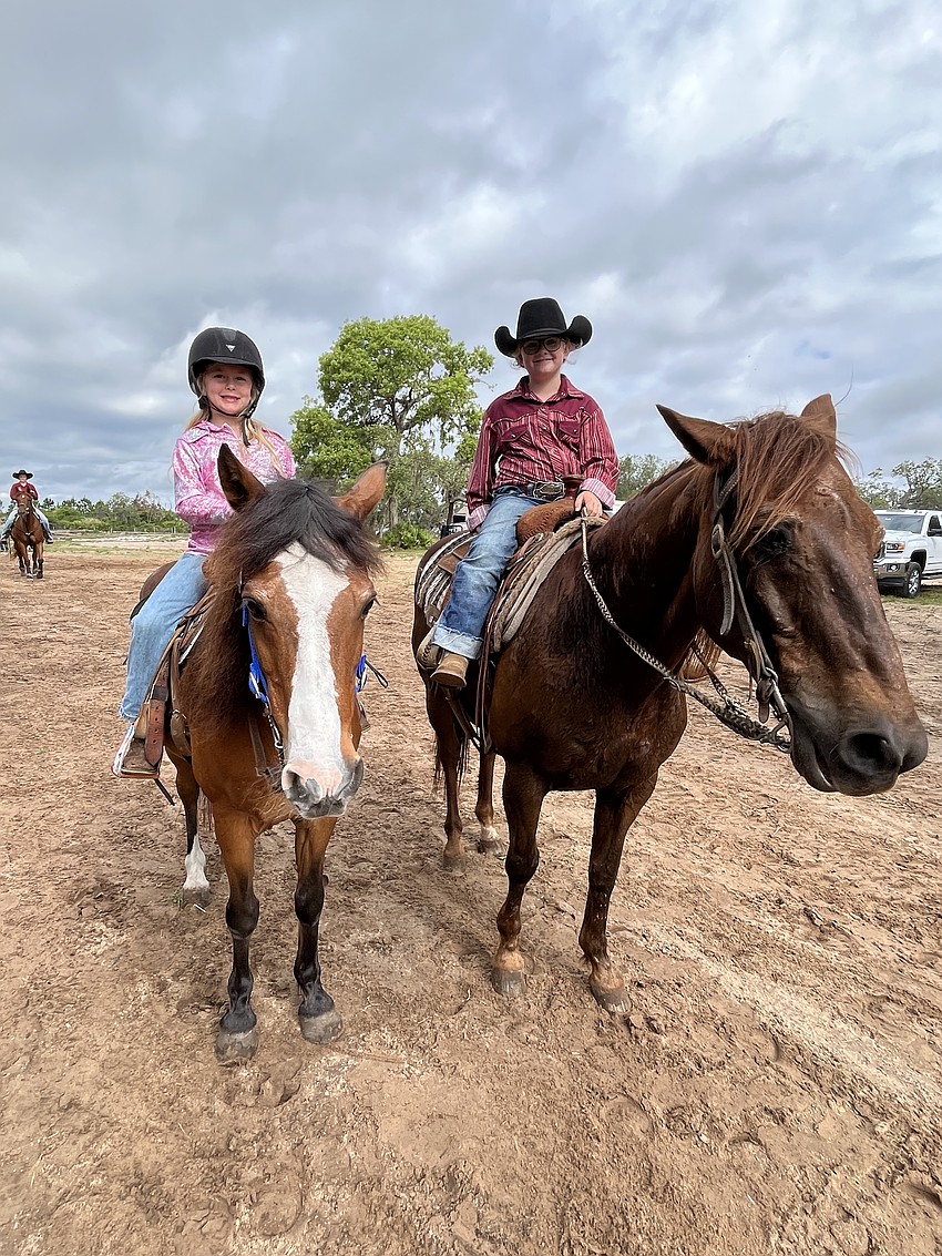 Myakka City Elementary School first grader Gwendolyn John and second grader Marshyll Scott are ready to participate in the rodeo.