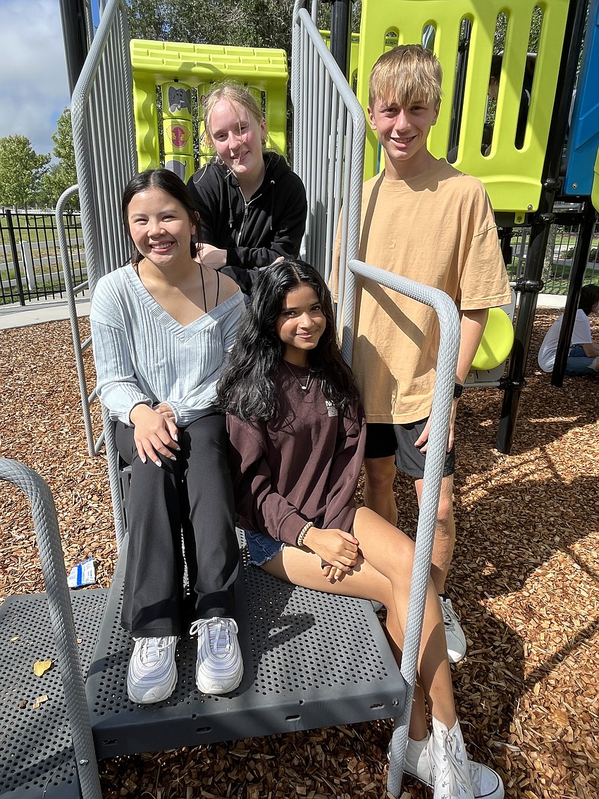 Lakewood Ranch Preparatory Academy freshmen (back) Gracie Smith, Litton Gabrielson, (front) Ashley Tran and Sharon Dsouza say it feels great to finish their freshman year.