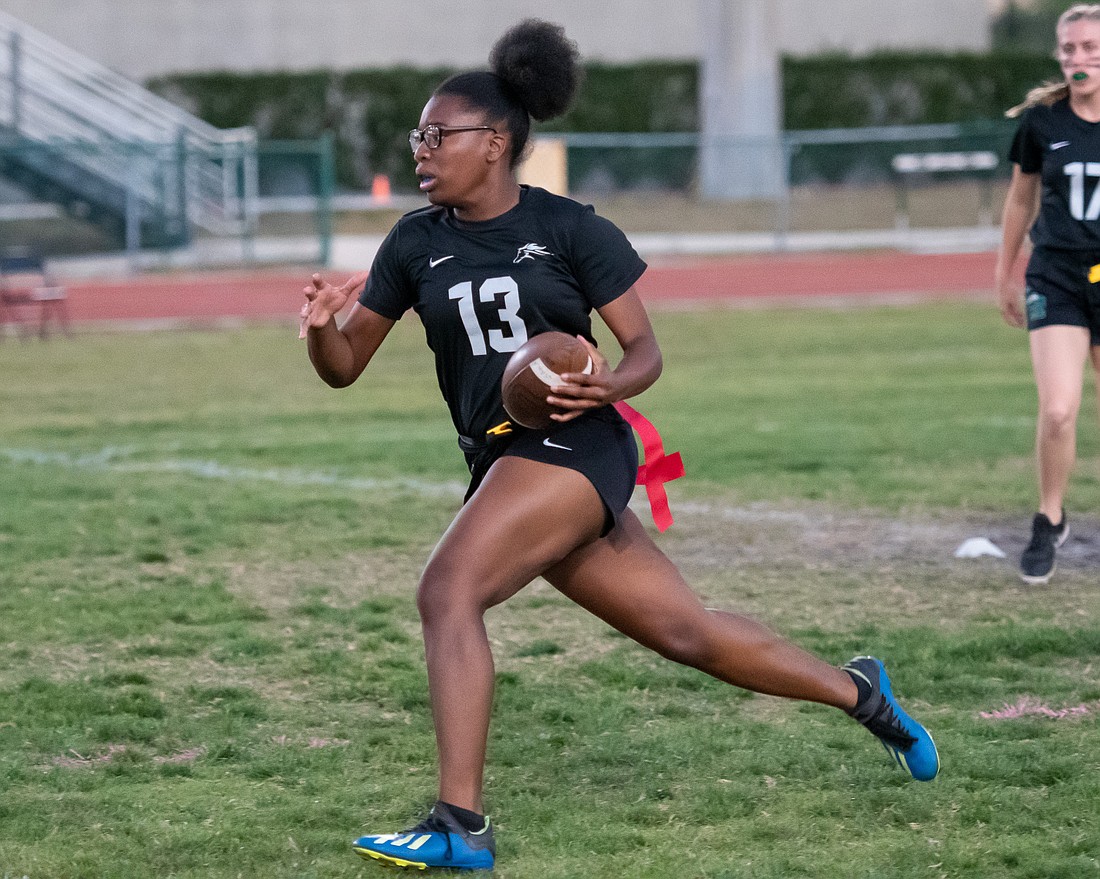 Lakewood Ranch flag football running back Mykelah Davis was the All-Manatee County Co-Offensive Player of the Year for 2023.
