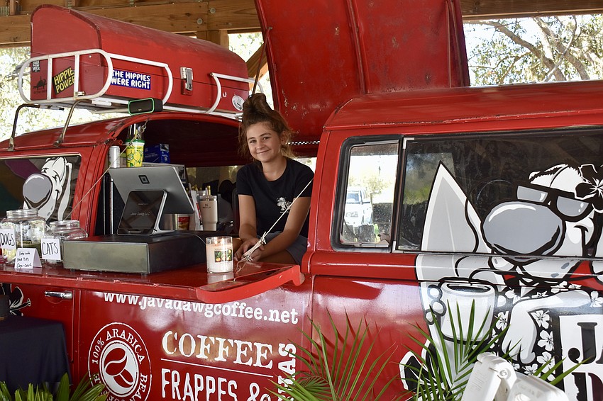 Myakka resident Delicia Stoltzfus mans the Java Dawg Coffee truck for her parents.